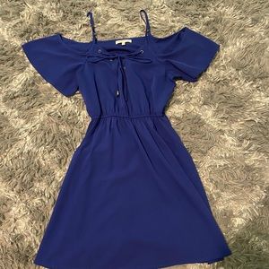 Blue off the shoulder dress